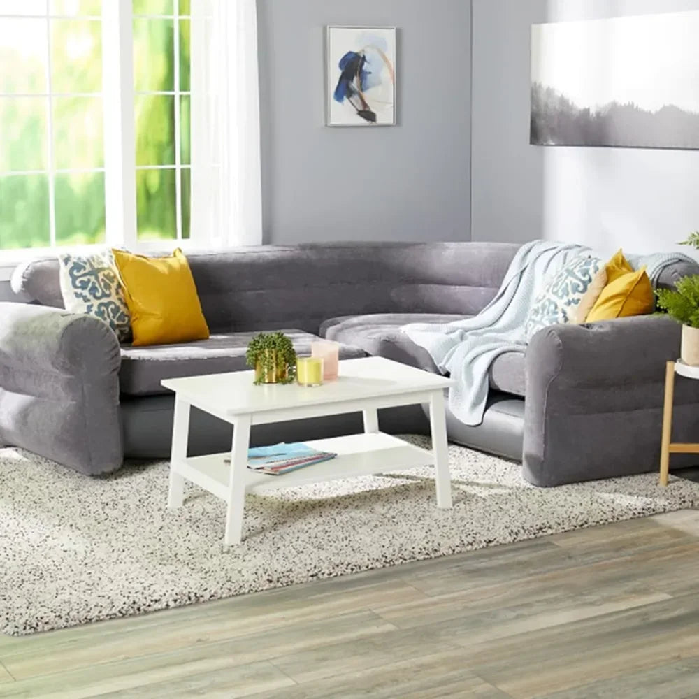 Grey L-shaped inflatable indoor sofa set by Lamp Post, perfect for living room relaxation and casual seating.
