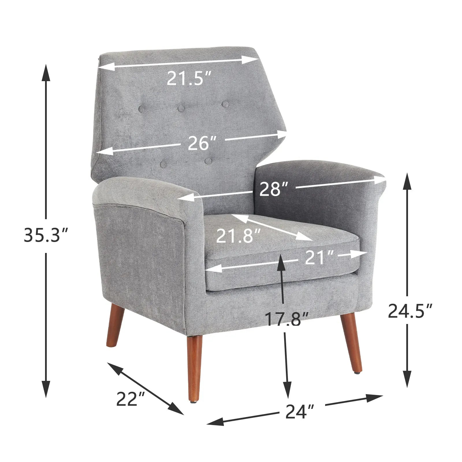 Light grey reading chair with wooden legs from Lamp Post, perfect for living room relaxation and home sofa sets.