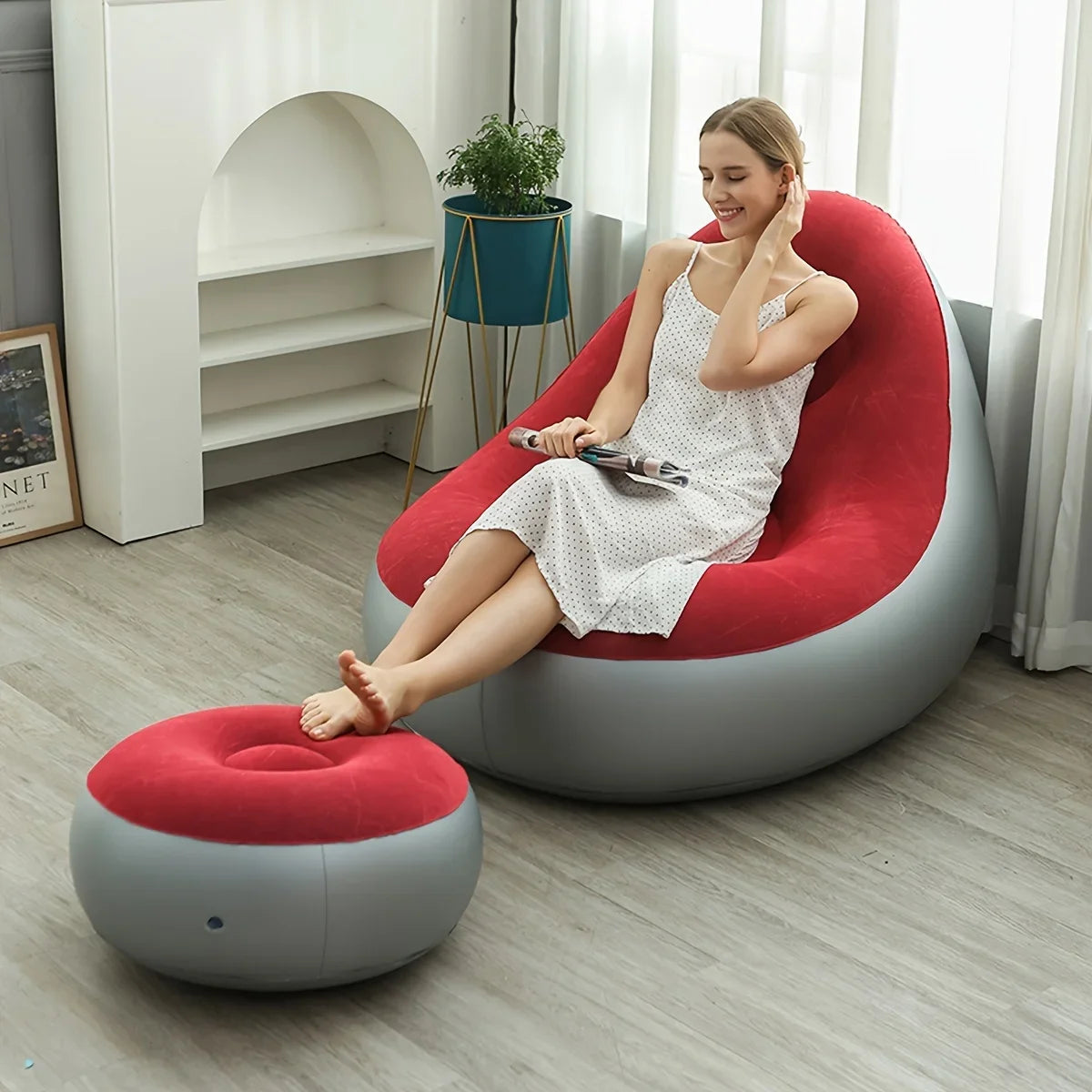 Purple Lamp Post multifunctional living room sofa set with footstool, foldable and portable, ideal for compact home seating.