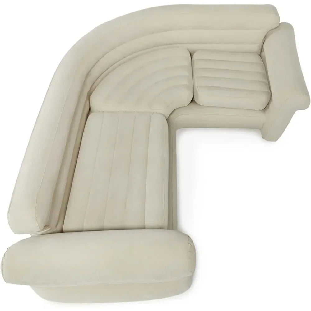 Lamp Post inflatable living room sectional sofa set, tan air mattress couch with sectional design for comfortable home seating.