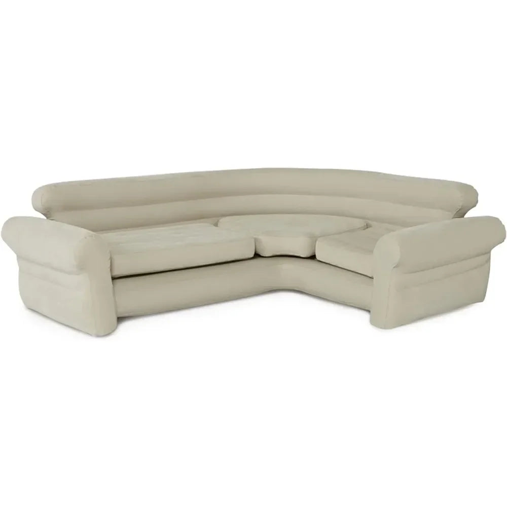 Lamp Post inflatable sectional sofa set in tan, a versatile air mattress and living room couch for comfortable home seating.