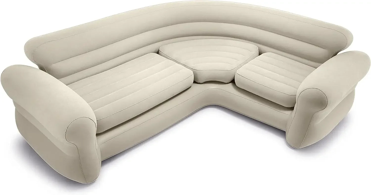 Lamp Post inflatable living room sectional sofa set in tan, featuring a comfortable air mattress design for versatile home seating.