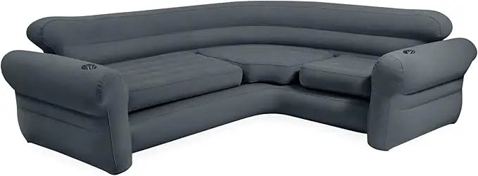 Lamp Post inflatable living room sectional sofa set with tan fabric, air mattress design, comfortable home sofa for versatile seating.
