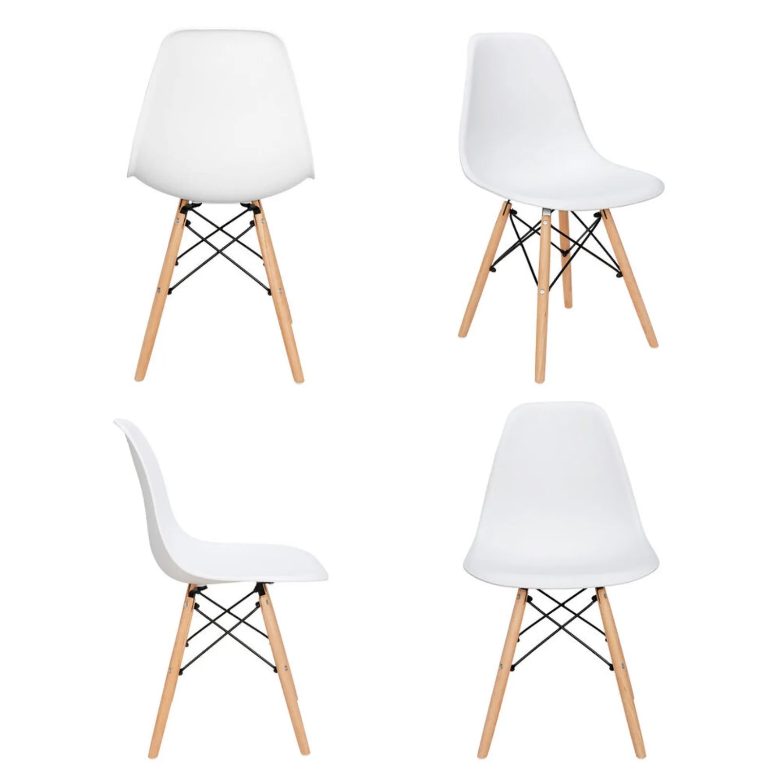 Set of four Lamp Post dining chairs with solid wood legs, featuring cushioned seats and modern design for home dining rooms.
