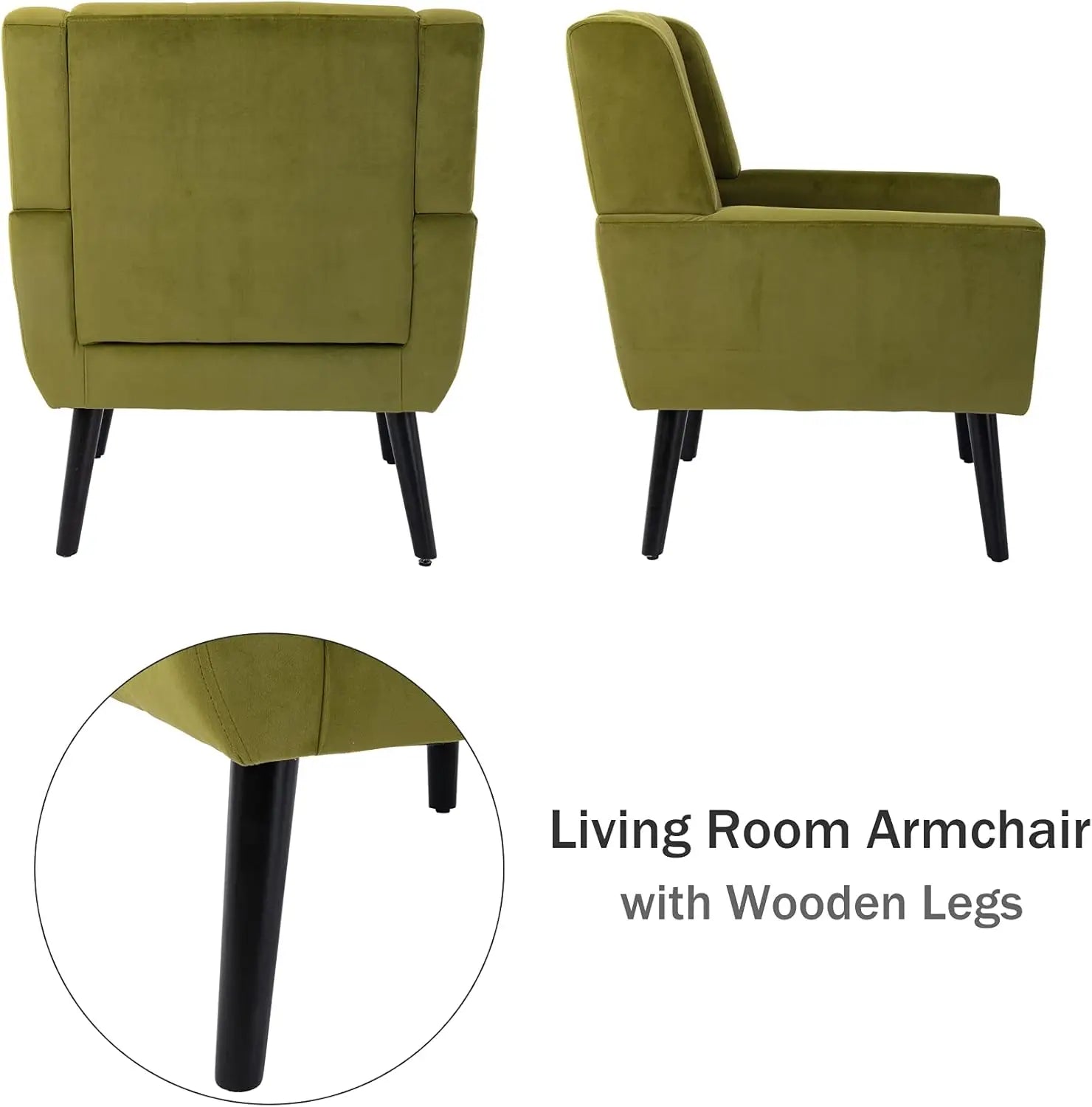 Green armchair from Lamp Post home sofa set, stylish living room chair with arms and plush upholstery.