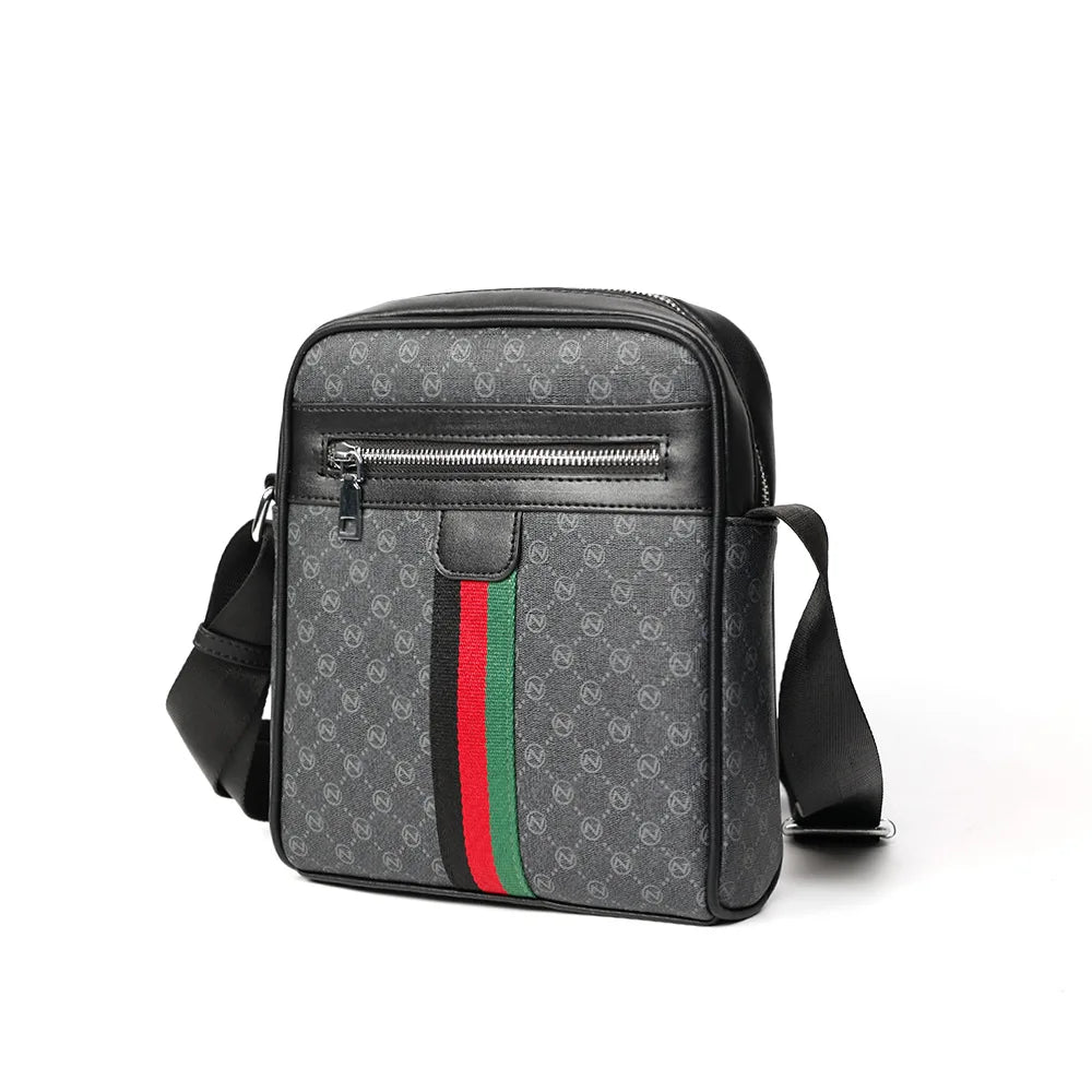 Luxury Lamp Post men's crossbody bag with plaid pattern and letter print, featuring a square shoulder design and adjustable sling strap.