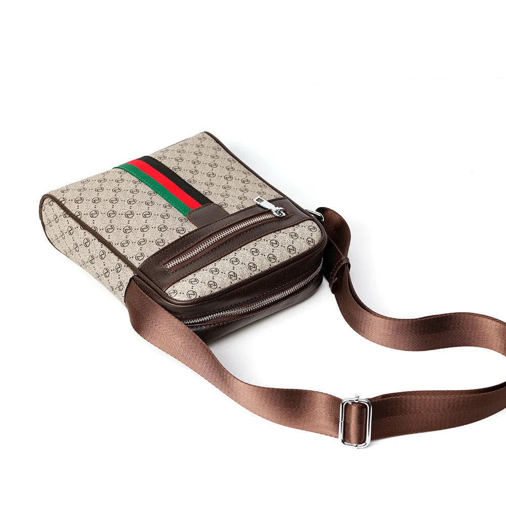 Lamp Post men's luxury crossbody bag with plaid design, letter print, square shoulder style, and sling strap for casual wear.