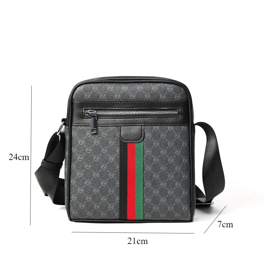 Lamp Post men's luxury crossbody bag with plaid design, letter print, square shape, shoulder strap, and messenger style.