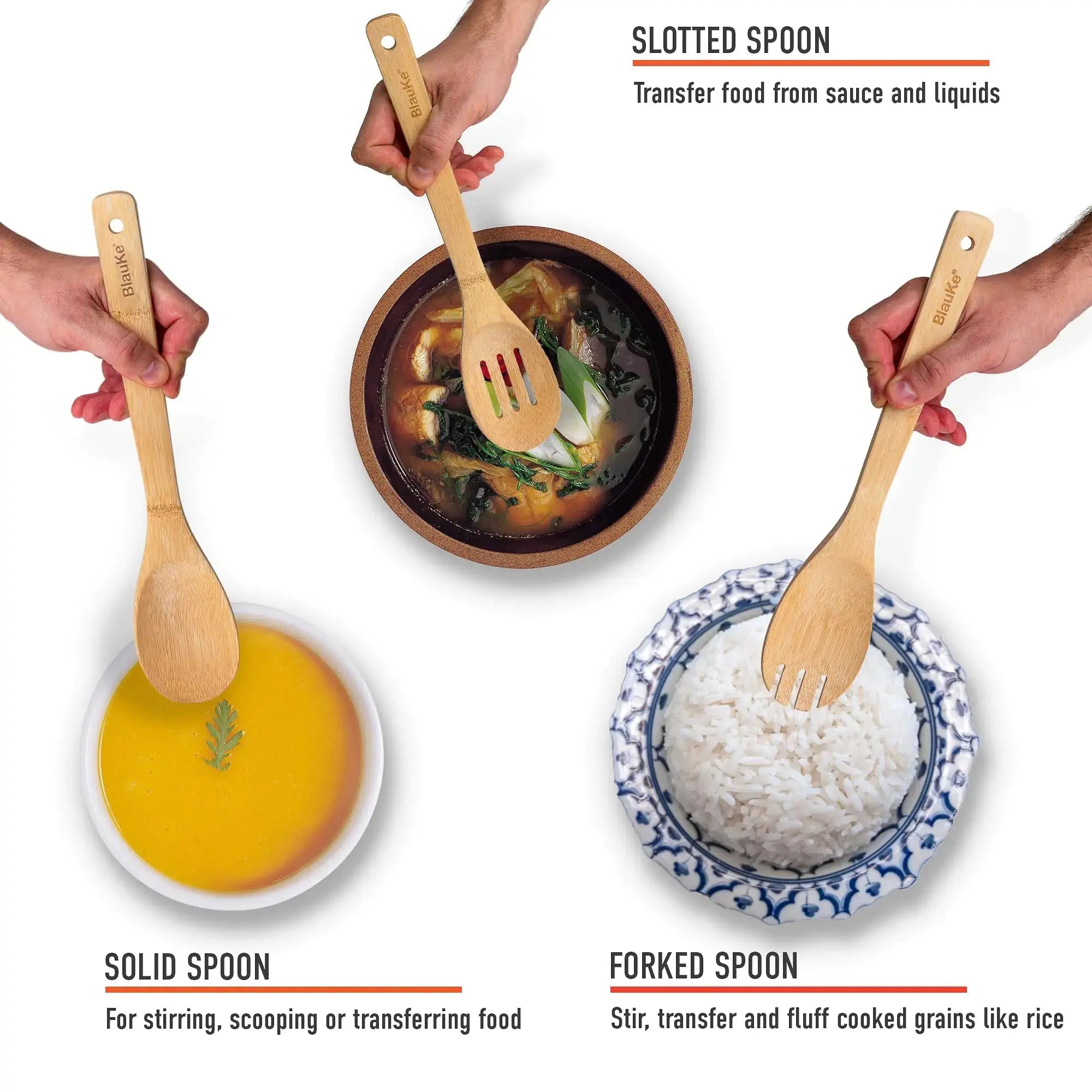 Lamp Post bamboo kitchen utensils set with 8 nonstick wooden cooking tools, including spatulas and spoons, displayed on a kitchen countertop.