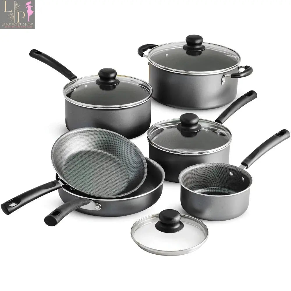 Lamp Post 10-piece pots and pans set for kitchen accessories, includes various cookware for versatile cooking needs.