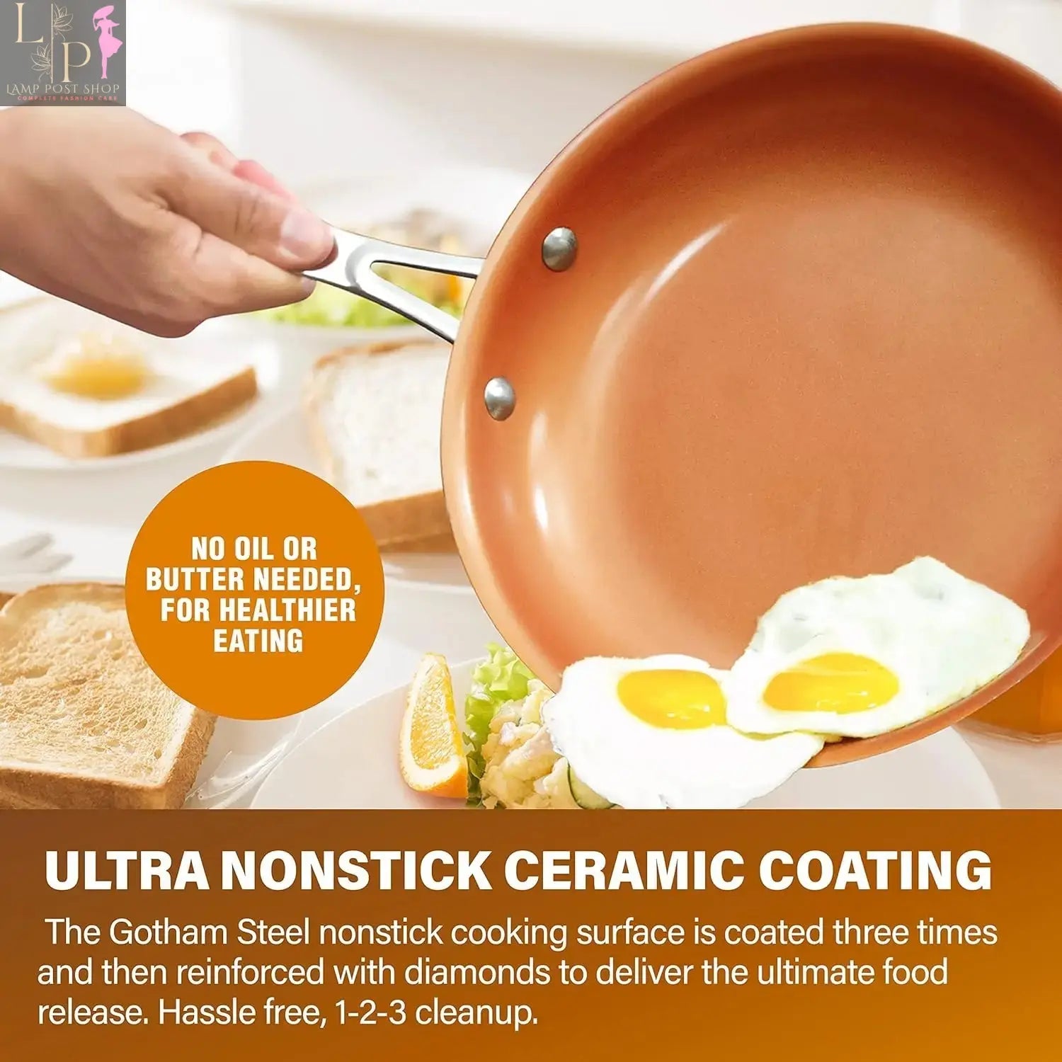 Lamp Post ceramic pots and pans set with lids, nonstick bakeware and cookware for versatile kitchen use