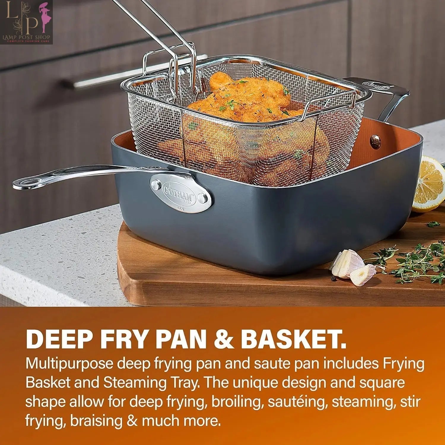 Lamp Post ceramic pots and pans set with lids, nonstick bakeware and cookware for versatile kitchen use