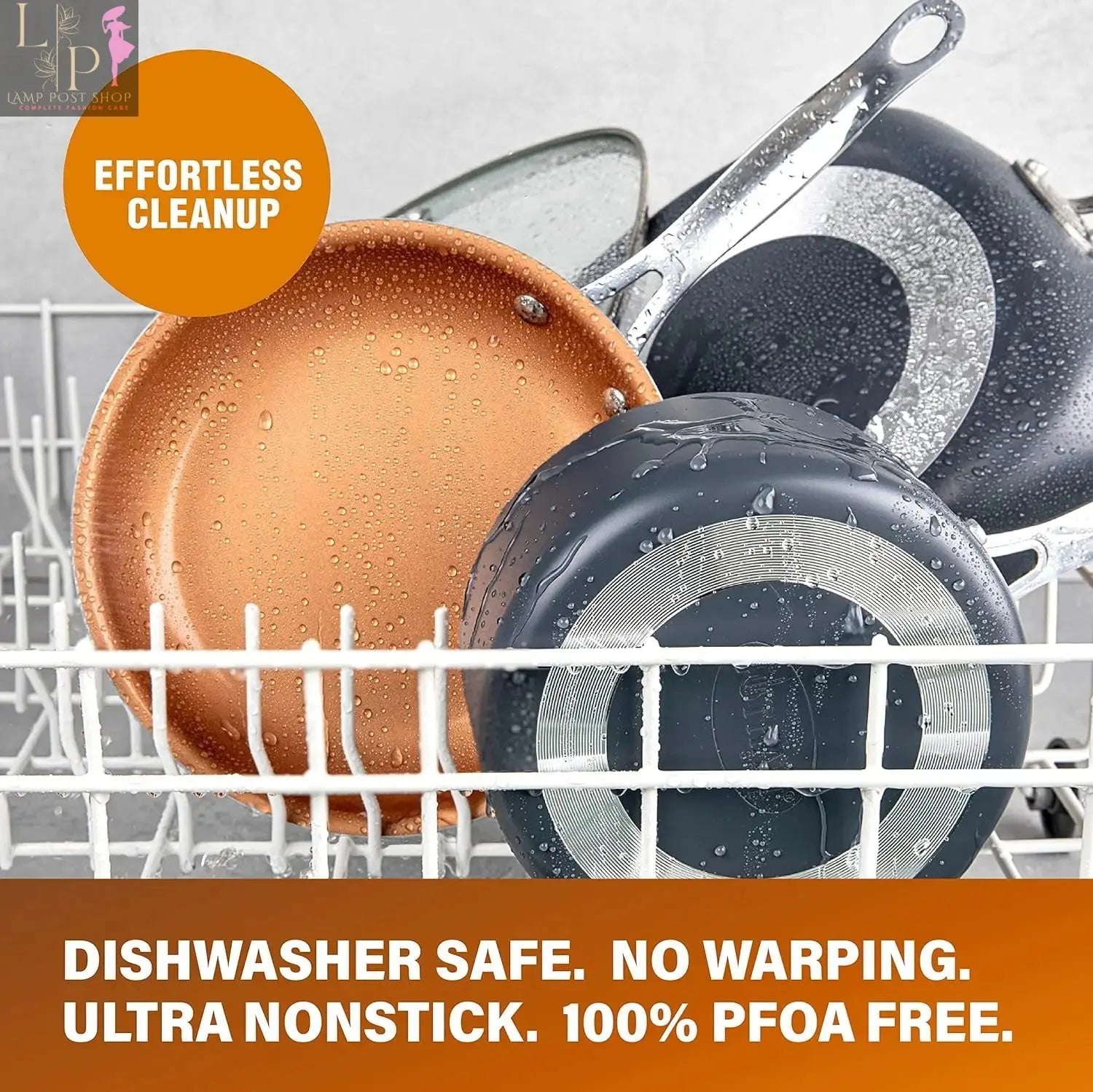 Lamp Post ceramic pots and pans set with lids, nonstick bakeware and cookware for versatile kitchen use