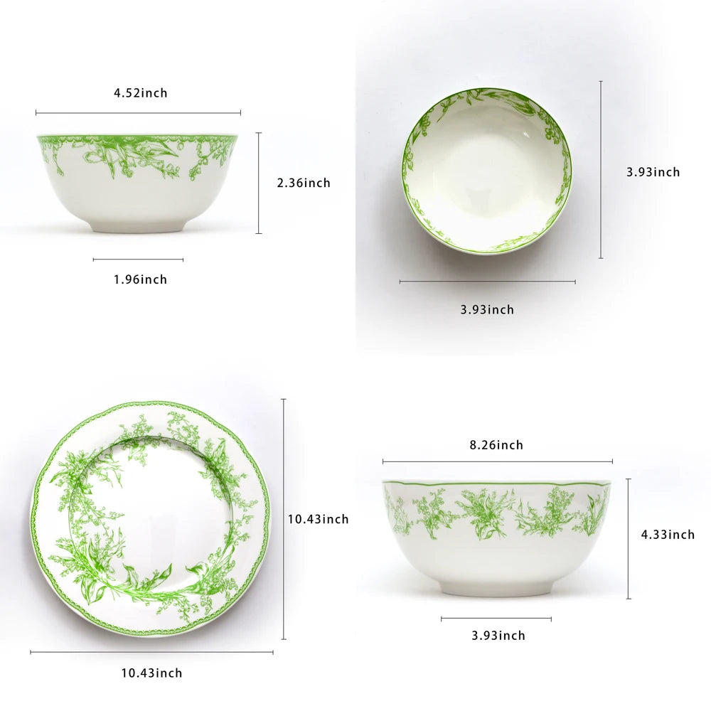 Lamp Post kitchen dishware set with plates, dishes, and spoons, perfect for dining and gift-giving.