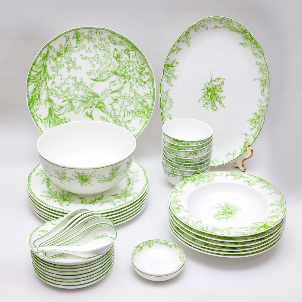 Lamp Post kitchen dishware set with plates, dishes, spoons, and cutlery, perfect for dinnerware and gift use.