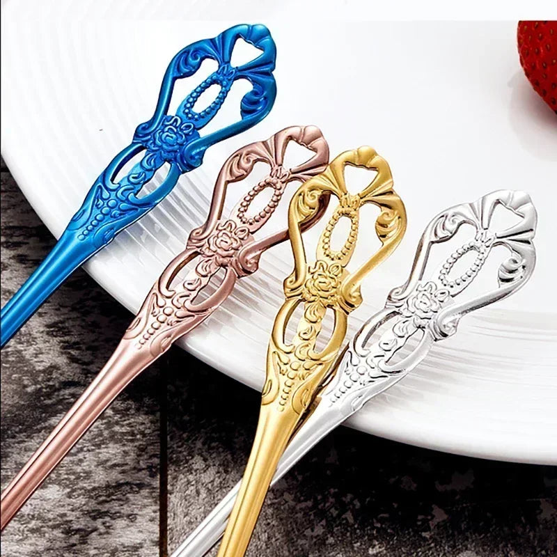 Golden stainless steel cutlery set by Lamp Post, complete 24-piece kitchen dishware with forks, knives, and spoons for table setting.