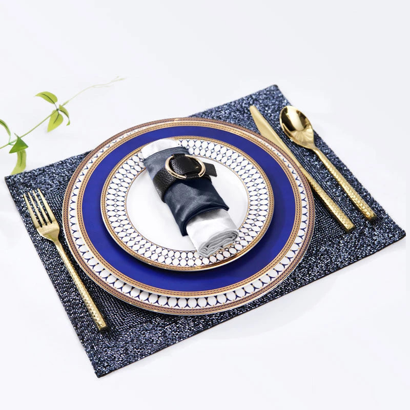 Lamp Post full 10-piece dinnerware set with plates, knives, spoons, and forks for kitchen dishware and table setting.