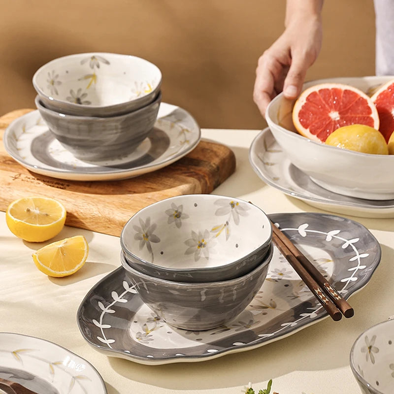 Lamp Post ceramic dining set with full dish cookware, including plates and bowls, designed for stylish kitchen dishware.