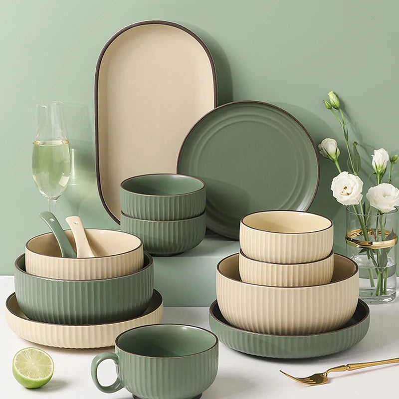 Lamp Post full dish dining set with tableware and soup bowl, featuring elegant ceramic plates and bowls for kitchen use.