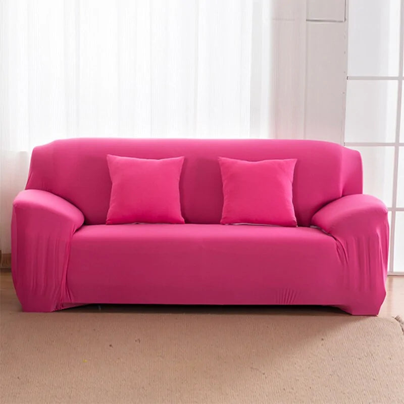 Lavender colorful sofa covers by Lamp Post, showcasing vibrant fabric draped over a sofa for a stylish home decor update.