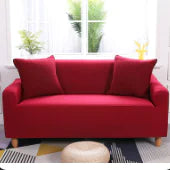 Lavender colorful sofa covers by Lamp Post draped over a plush sofa, showcasing vibrant, decorative fabric for home decor.