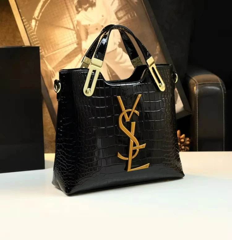 Women's crocodile pattern large capacity tote bag by Lamp Post, microfiber gradient color, shoulder-carry handbag for ladies.