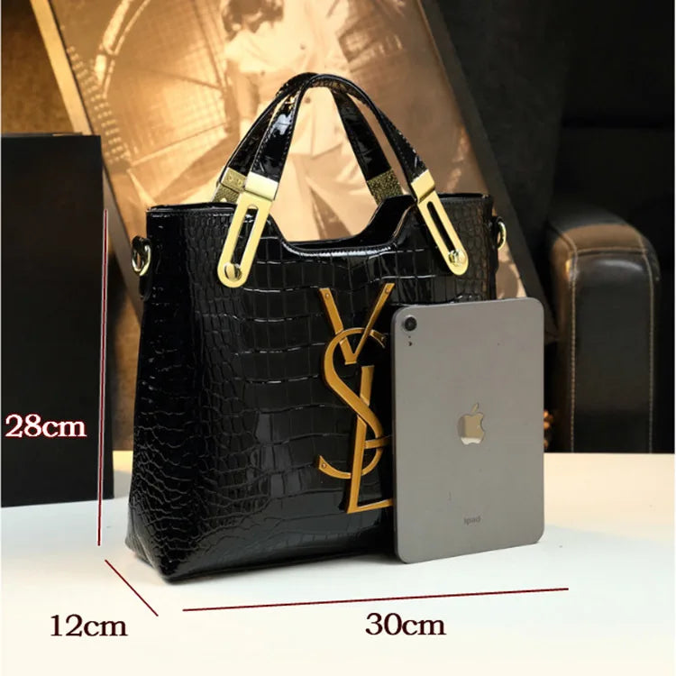 Women’s crocodile pattern large capacity tote bag from Lamp Post, microfiber gradient color, can be shoulder-carried, luxury handbag