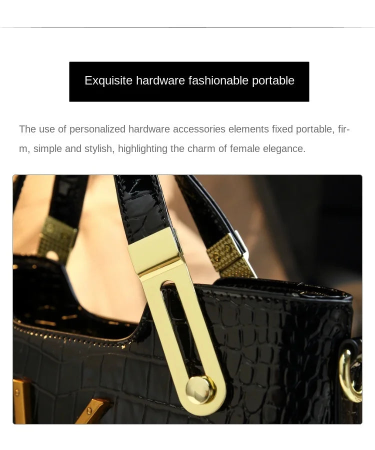 Lamp Post women's crocodile pattern tote bag with large capacity, microfiber gradient color, and shoulder-carry design.