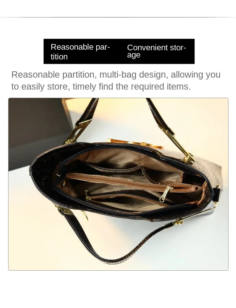 Lamp Post women's crocodile pattern tote bag with large capacity, microfiber gradient color, shoulder carry, luxury ladies handbag.