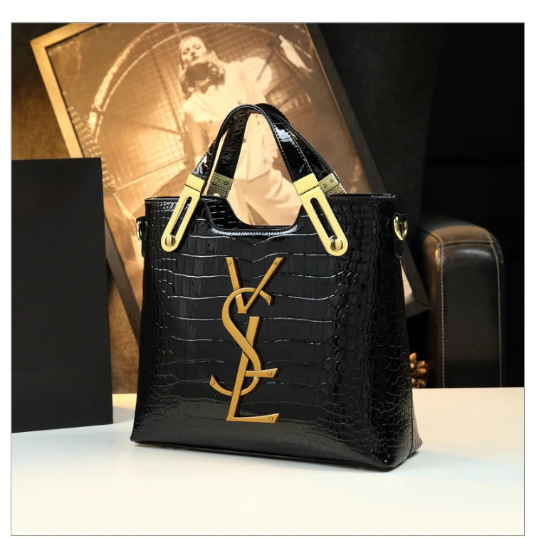 Lamp Post women's crocodile pattern tote bag with large capacity, microfiber gradient color, and shoulder carry option.