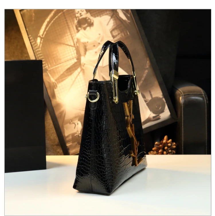 Lamp Post women's crocodile pattern large capacity tote bag with microfiber gradient color, suitable for shoulder carry, luxury ladies handbag.