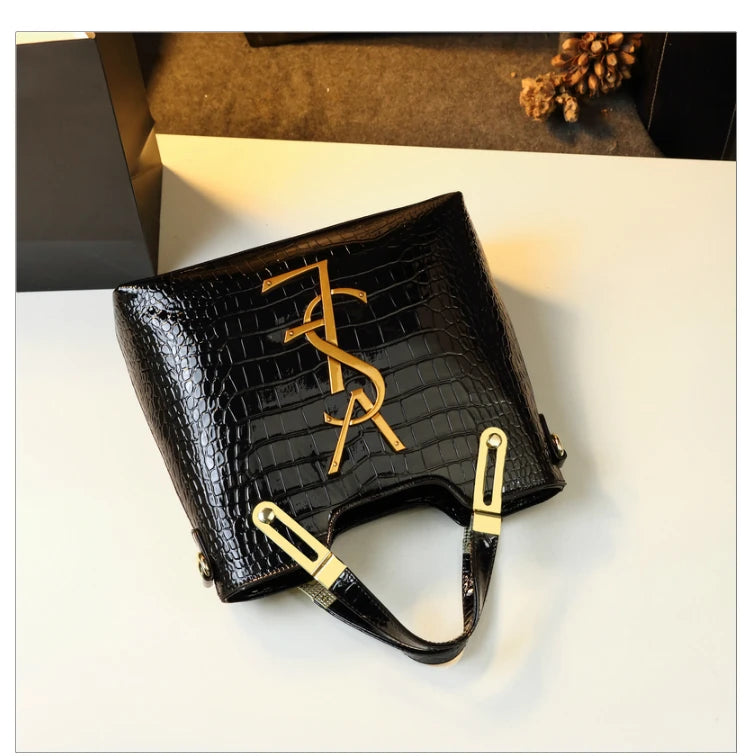 Women's crocodile pattern large capacity tote bag by Lamp Post, microfiber gradient color, shoulder carry, luxury women's handbag