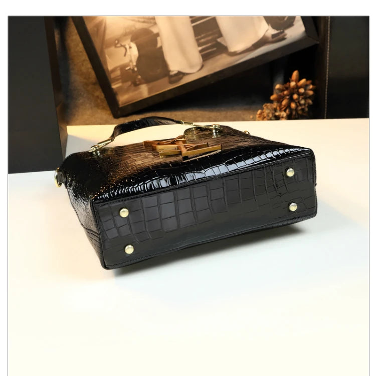 Lamp Post women's crocodile pattern large capacity tote bag with gradient microfiber finish, shoulder strap, and luxurious design.