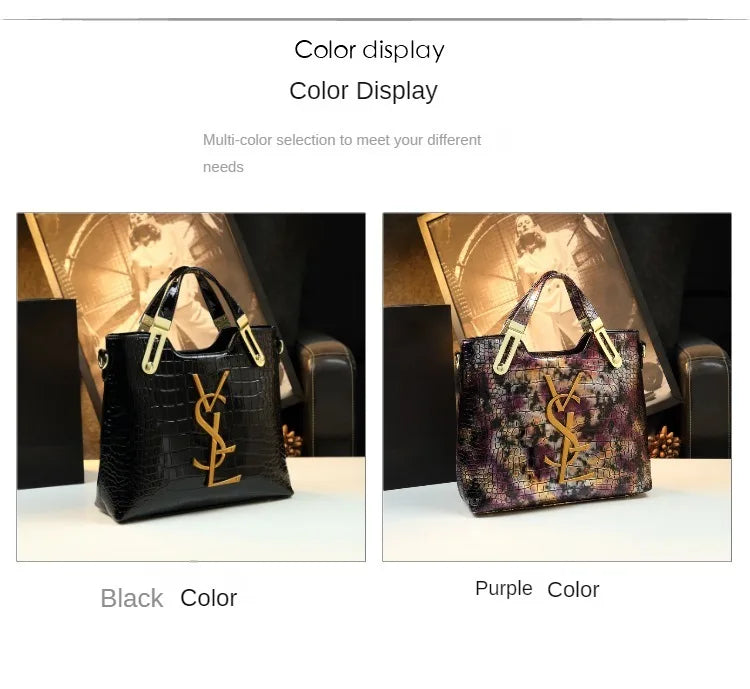 Women’s crocodile pattern tote bag by Lamp Post, large capacity microfiber handbag with gradient color, shoulder carry, luxury style.