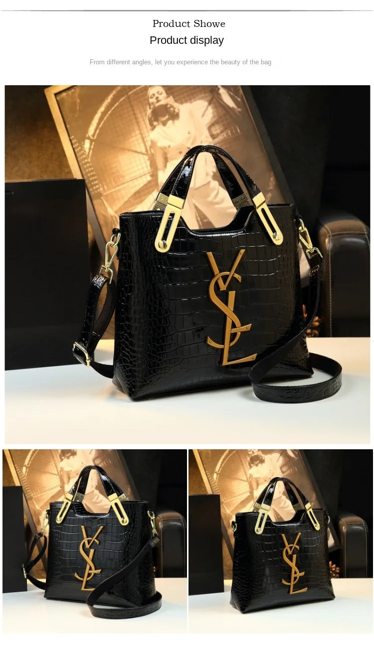 Lamp Post women's crocodile pattern large capacity tote bag with microfiber gradient color, suitable for shoulder carry, luxury design.