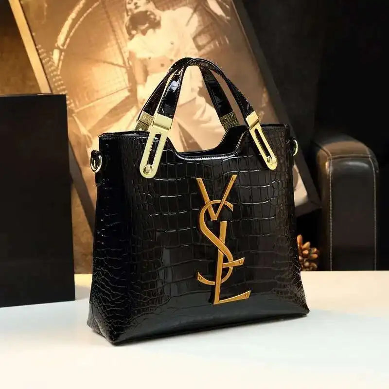 Lamp Post women's crocodile pattern tote bag with large capacity, gradient microfiber design, and shoulder carry option.