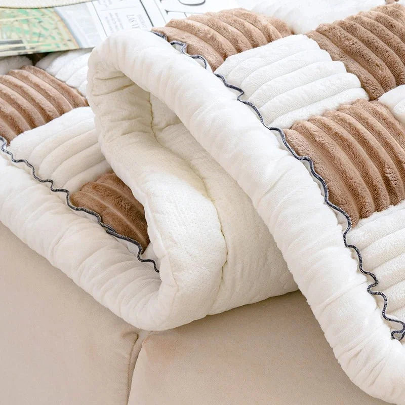 Lamp Post sofa cover in coffee color, designed to protect and enhance the look of your sofa with durable fabric.