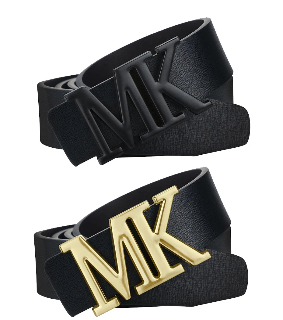 Men's reversible PU leather dress belt with black buckle from Lamp Post, featuring black and silver sides, ideal for Valentine's Day.