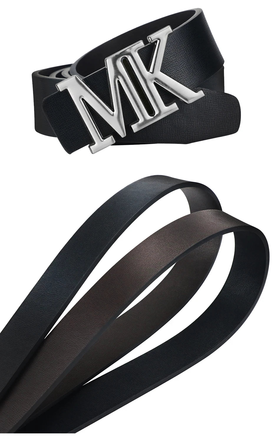 Men's reversible PU leather dress belt by Lamp Post with black buckle, 120cm length, suitable for Valentine's Day outfit.