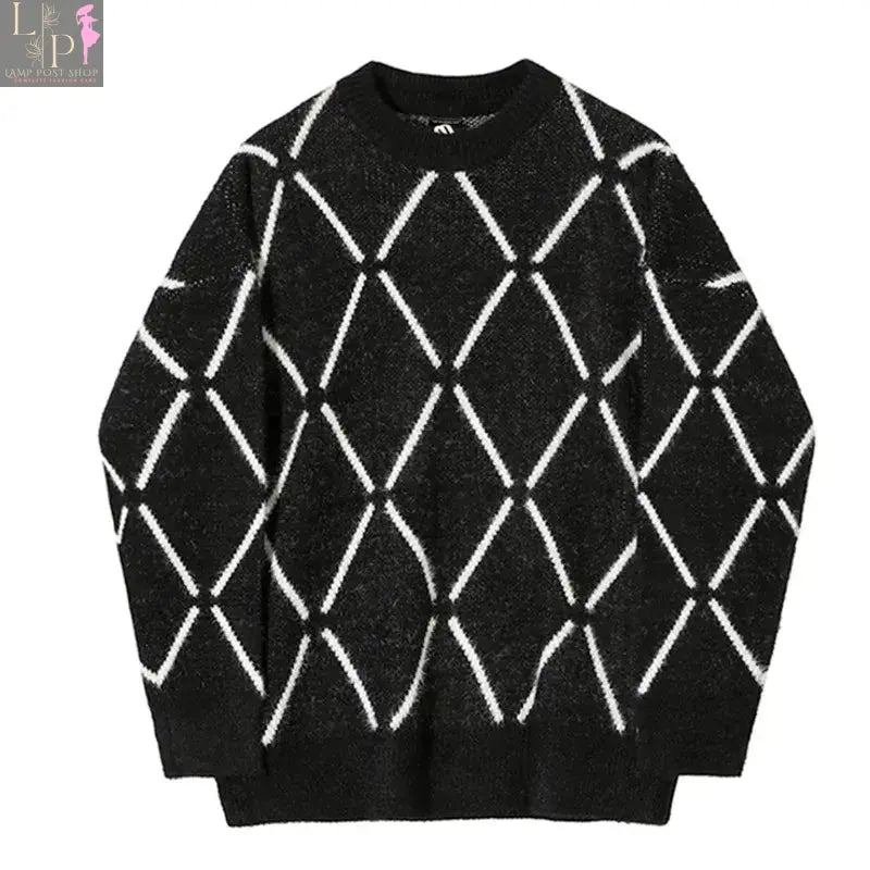 Stylish black men's sweater by Lamp Post, featuring a classic dress design and comfortable fit.