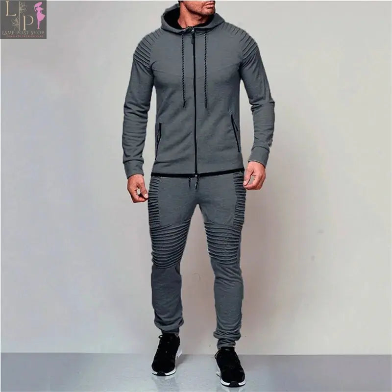Men's black dress track suit by Lamp Post, featuring a sleek design and comfortable fit, perfect for casual or athletic wear.