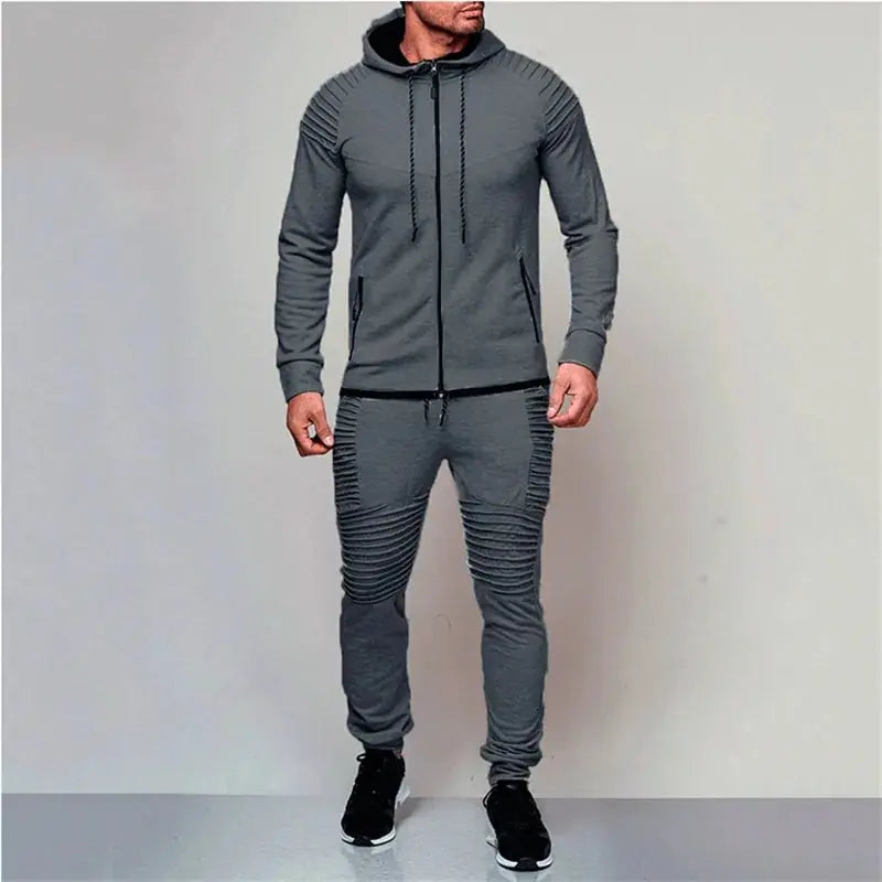Black men's track suit by Lamp Post, stylish men's dress athletic outfit, featuring a comfortable fit and modern design.