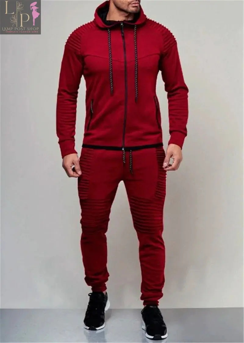 Black men's track suit by Lamp Post, designed for men’s dress and athletic comfort, shown in a medium size.