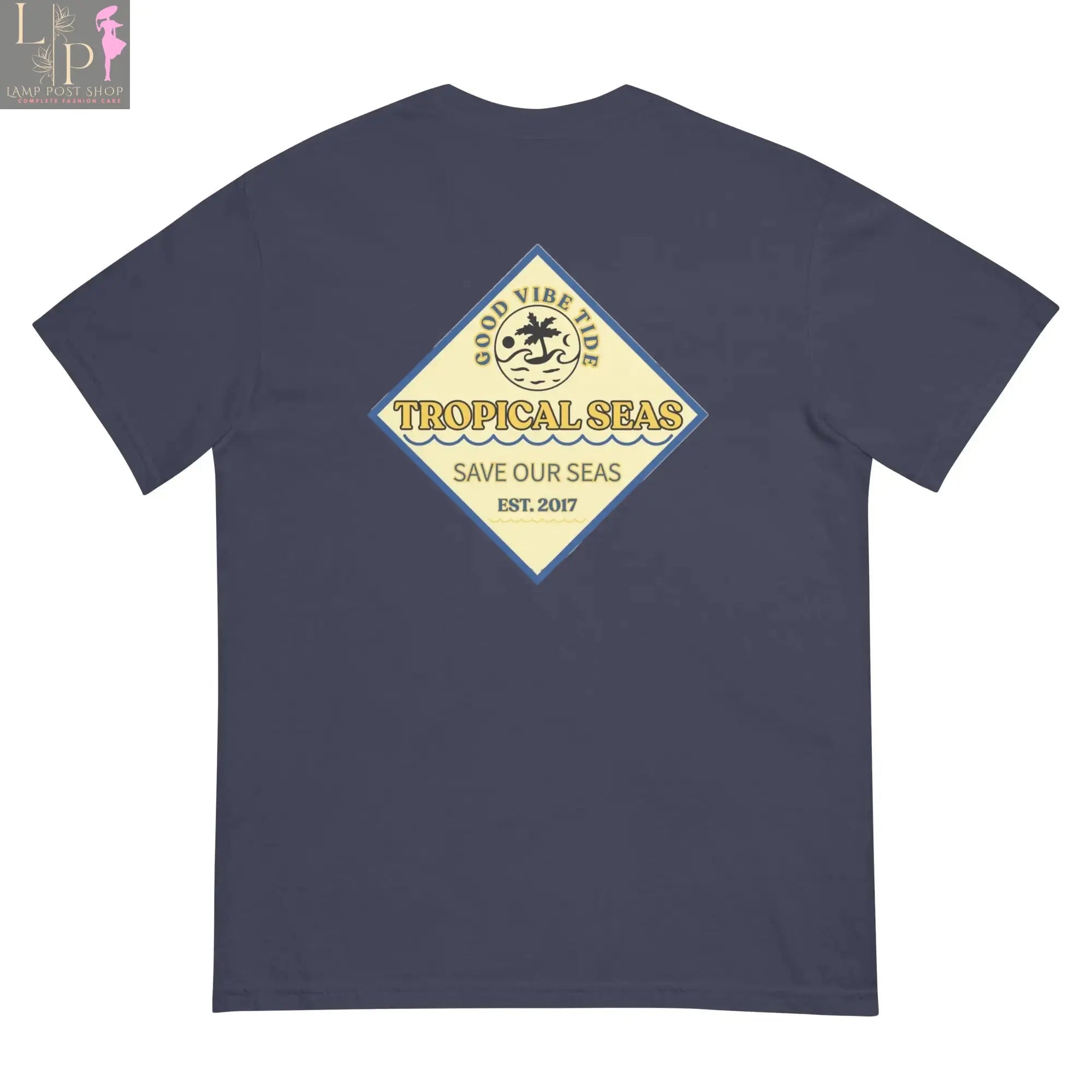 Men's Lamp Post Beachy Days T-shirt, casual men's dress shirt with a relaxed beach-inspired design, in a natural fabric.