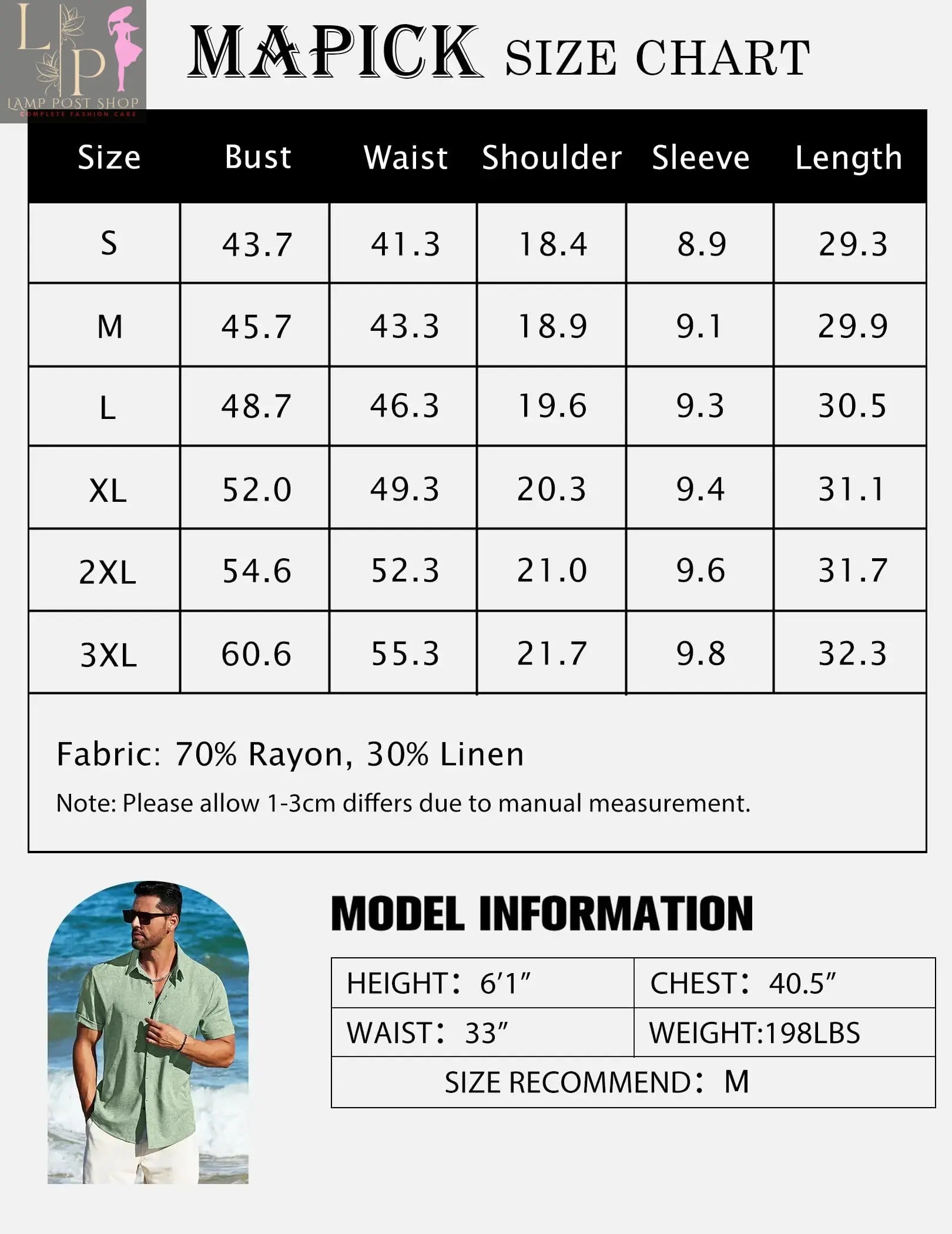 Men's green short sleeve linen dress shirt from Lamp Post, casual and beach fashion summer top in 3X-Large size.
