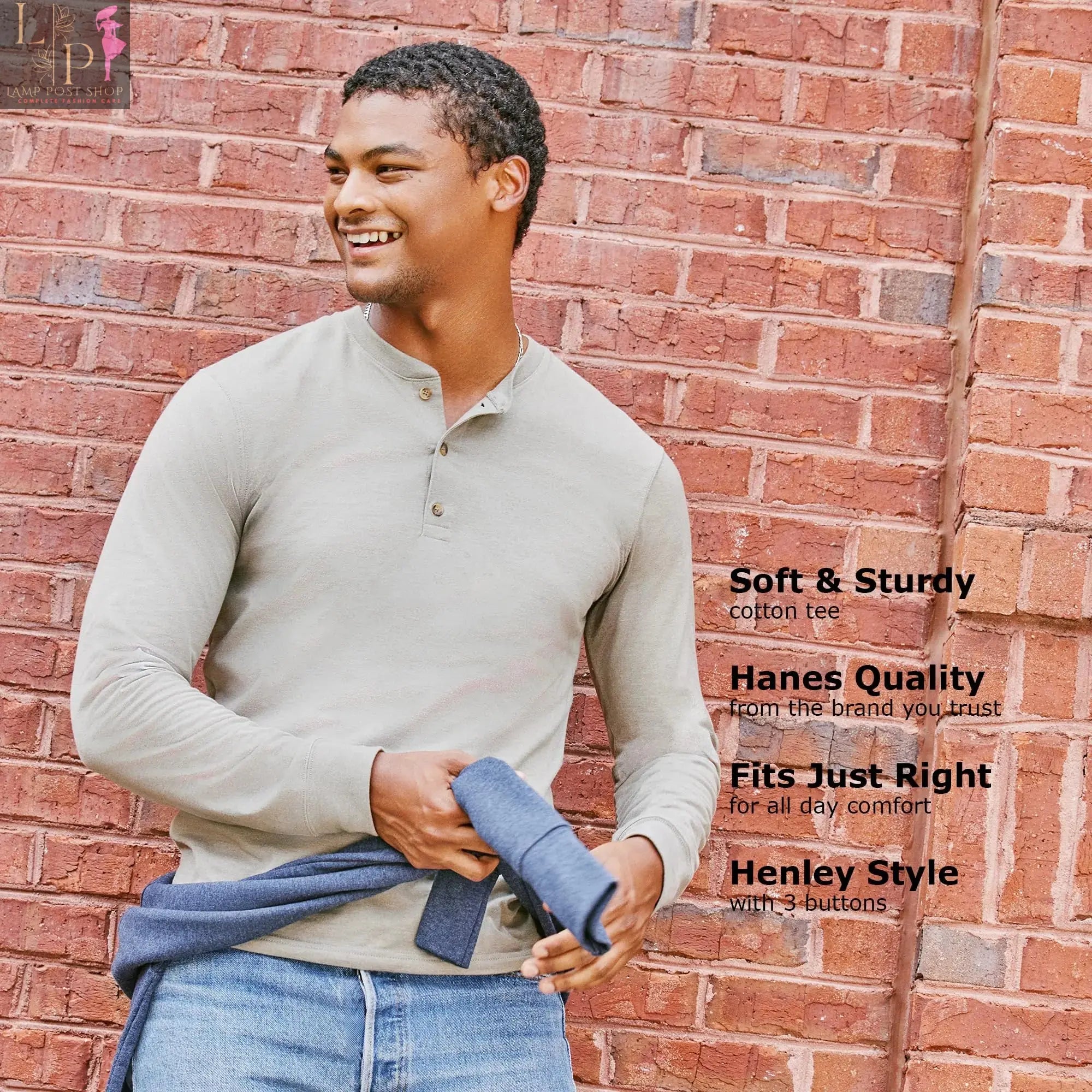 Men's navy Heather long sleeve cotton dress shirt in X-Large from Lamp Post, featuring a classic fit and soft fabric.