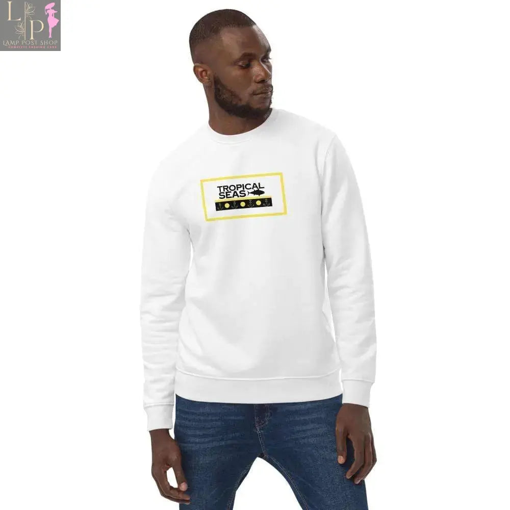 Men's Lamp Post Tuna Eco Sweatshirt in pigment slate blue, casual dress style, made from eco-friendly materials.
