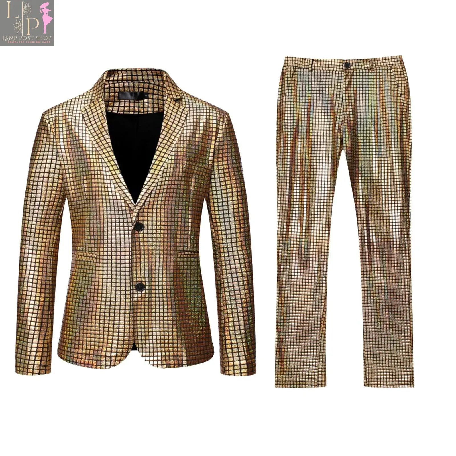 Men's purple two-piece suit by Lamp Post, single-breasted blazer and pants set ideal for weddings, parties, and nightclub events.