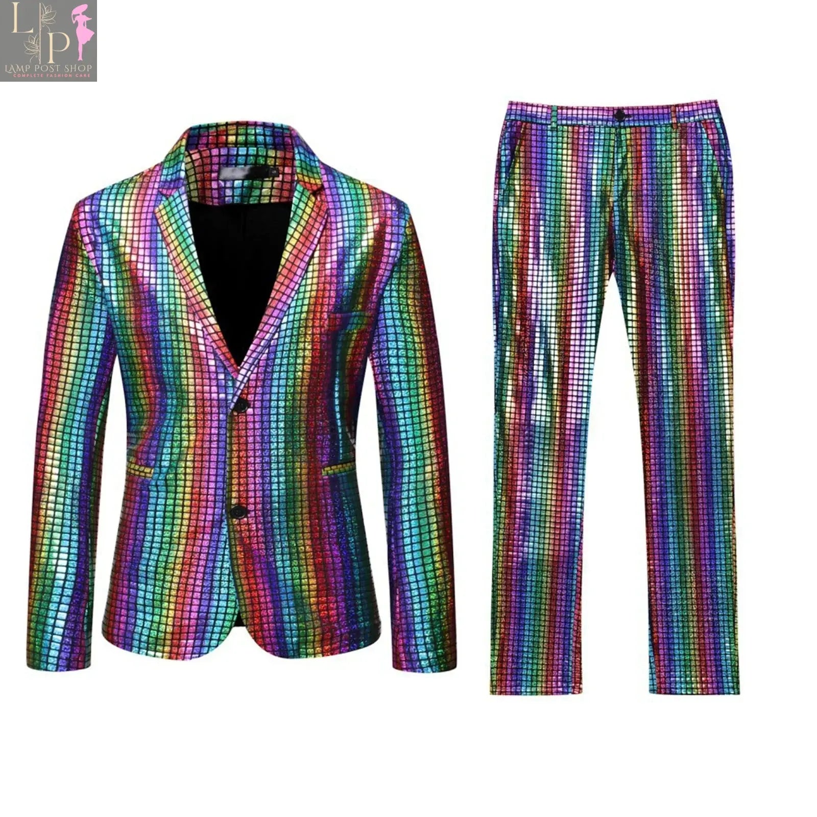Men's purple two-piece suit by Lamp Post featuring a single-breasted blazer and slim-fit pants for weddings and nightlife.