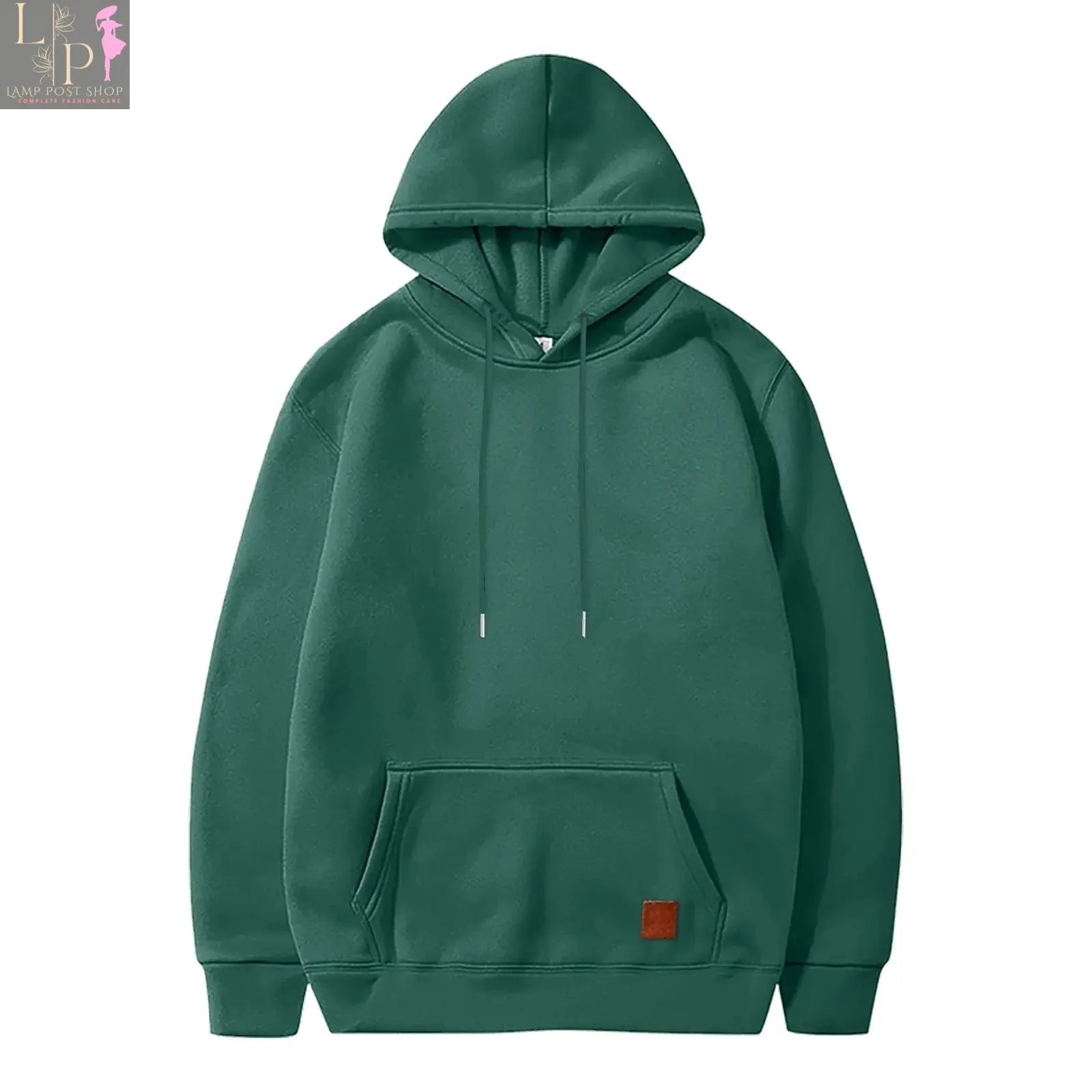 Red men's sweatshirt from Lamp Post featuring a casual winter hoodie, unisex streetwear style, suitable for men's fashionable winter clothing.